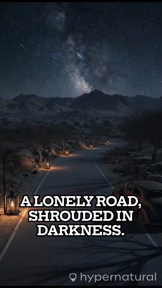 White Rabbit Jumping on a Narrow Road at Night