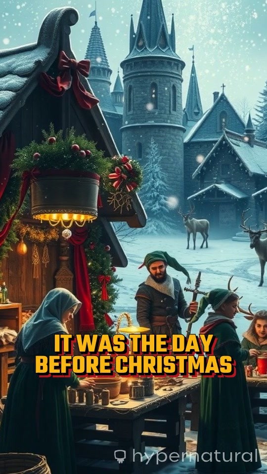 Santa's Magical Christmas Adventure with Reindeer and Trees