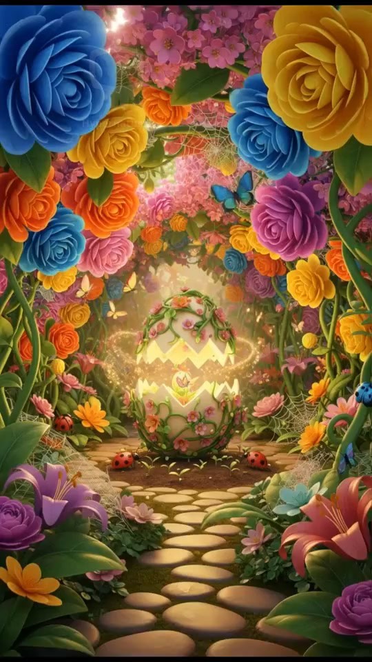 A Serene Day in a Flower Garden