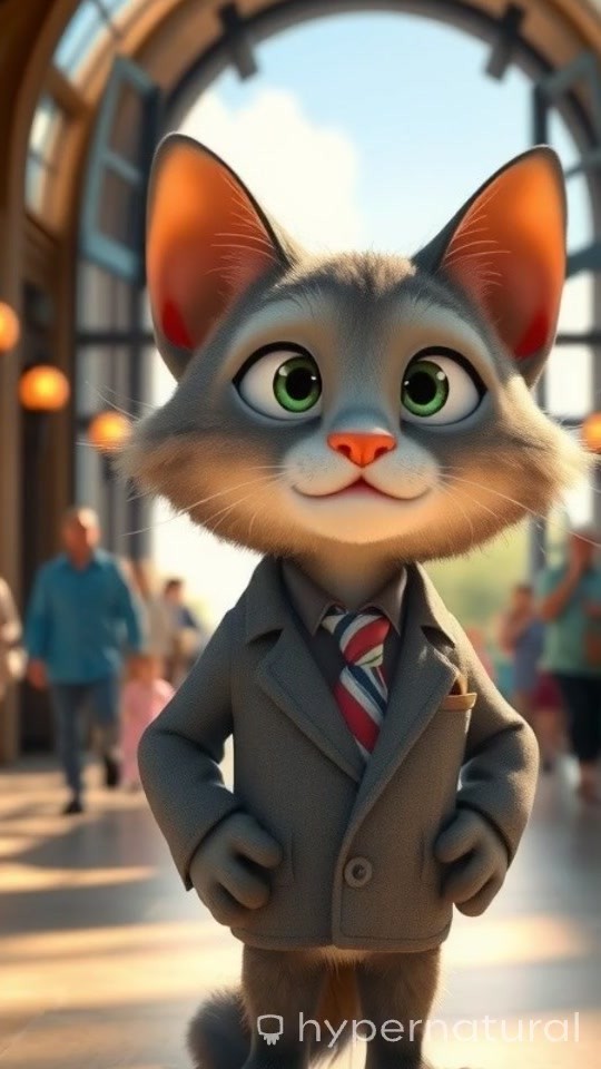 Cat in a Suit Strolling at the Zoo