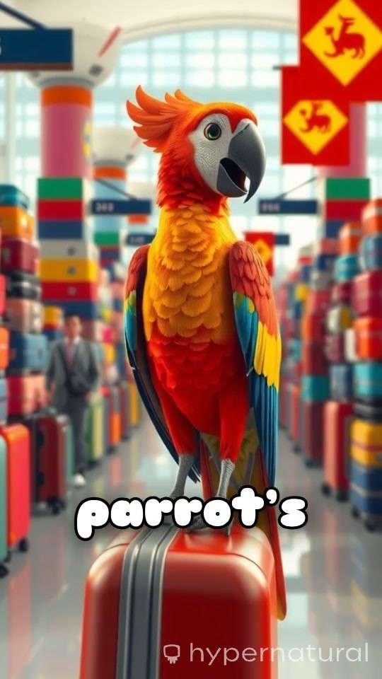 Parrot's Epic Airport Adventure: Too Much Luggage!