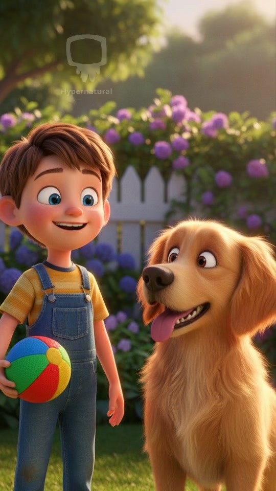 Child Playing with Dog in 3D Animation