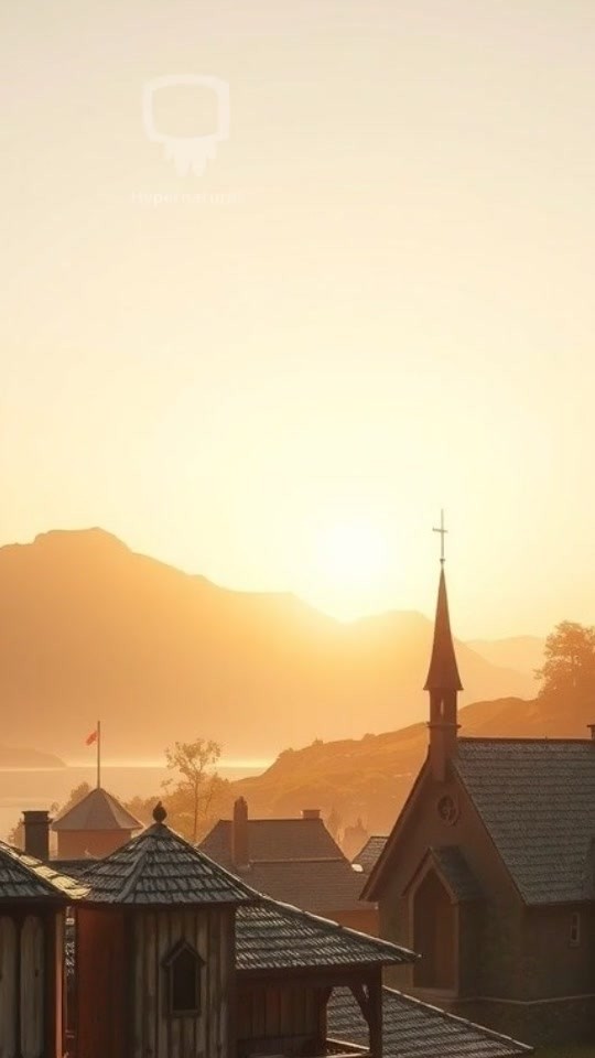 A Heartwarming Village in Golden Hour