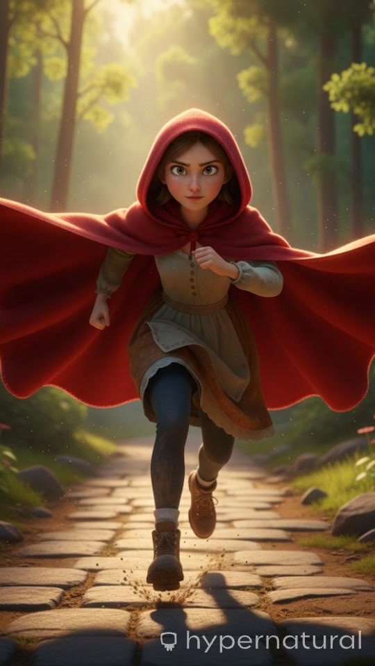 Young Girl Running Fast Toward the Camera