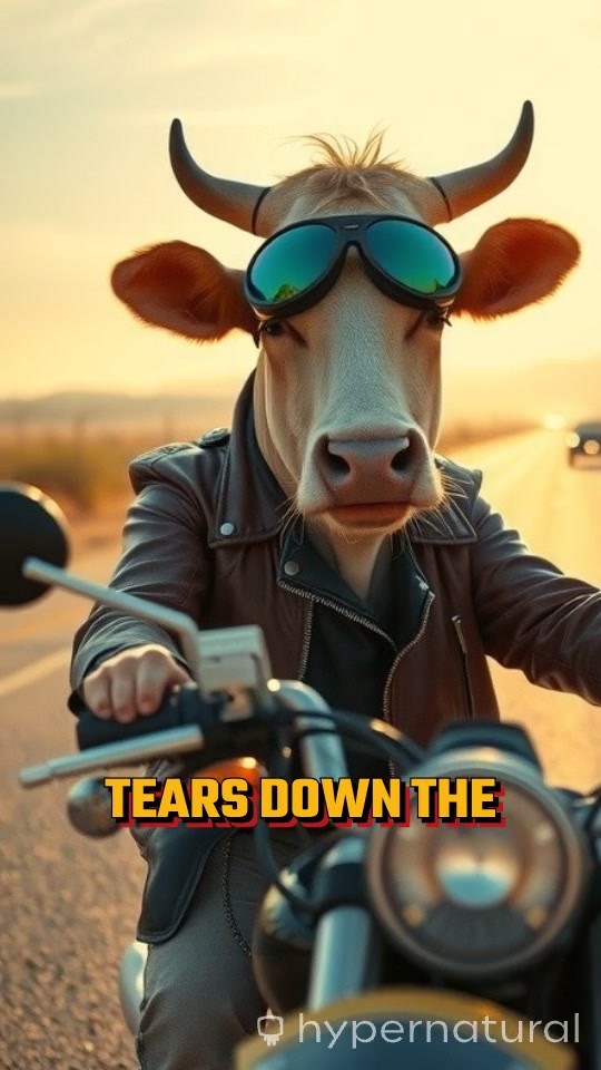 Cow Riding a Motorcycle