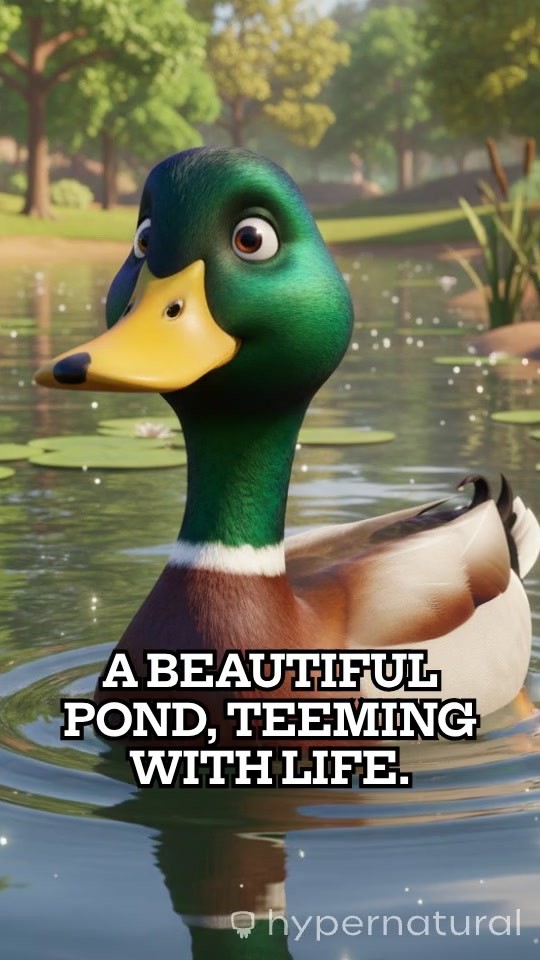Ducks and Frogs on a Beautiful Pond
