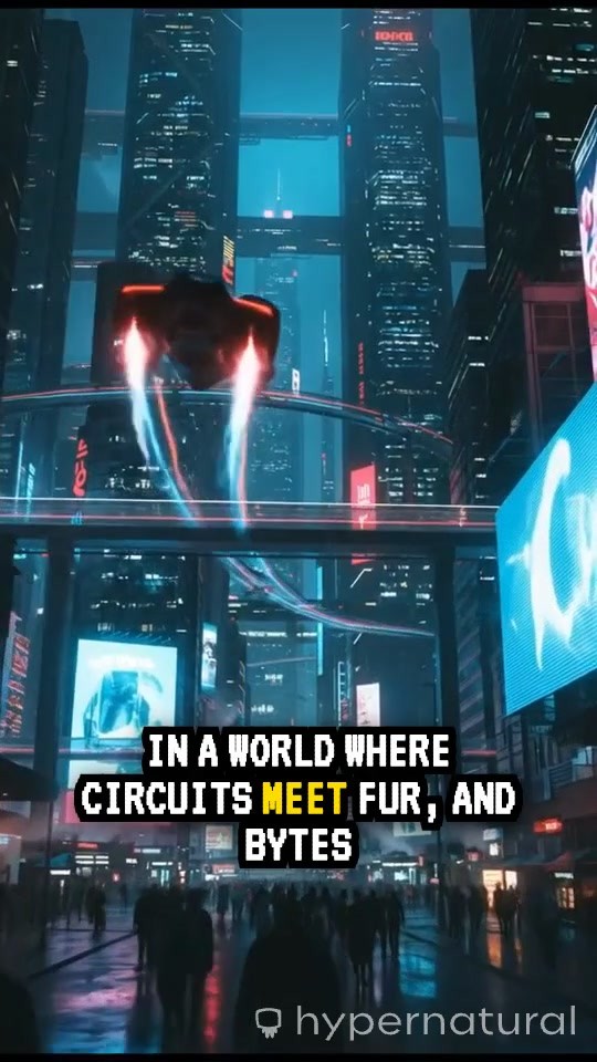 Cyber Cat's Glowing Butterfly Chase