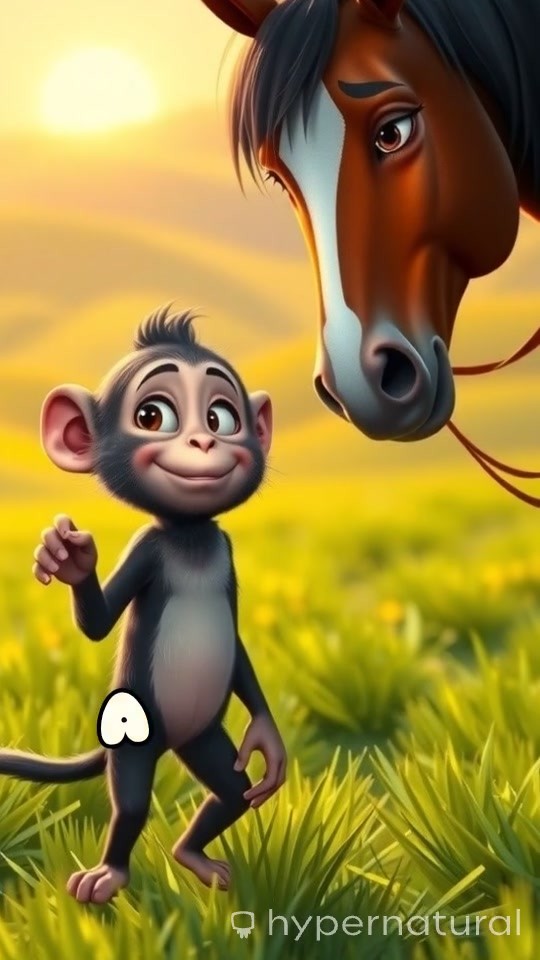 The Happy Farmer Monkey and His Two Horses