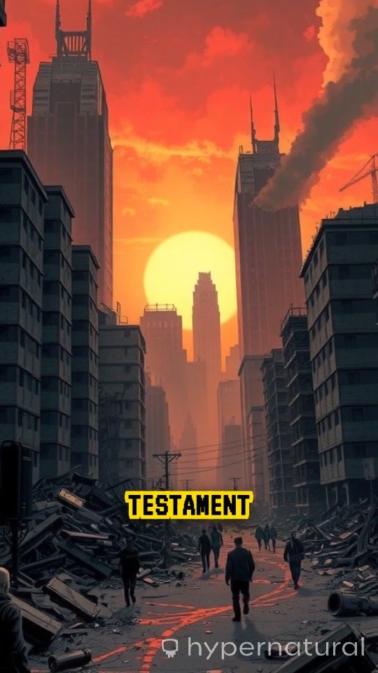 Epic Clash: Gundam vs. Dark Monster in Ruined City