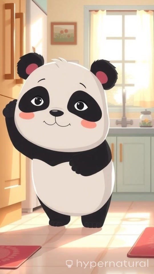 Baby Panda's Snack Adventure in the Cozy Kitchen