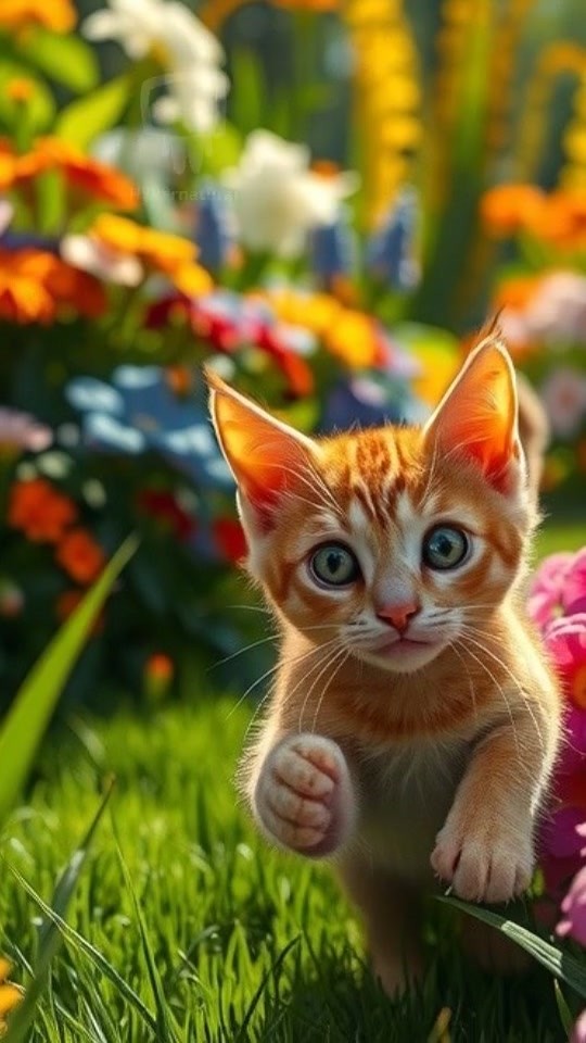 Kitten's Magical Garden Adventure with Butterflies!