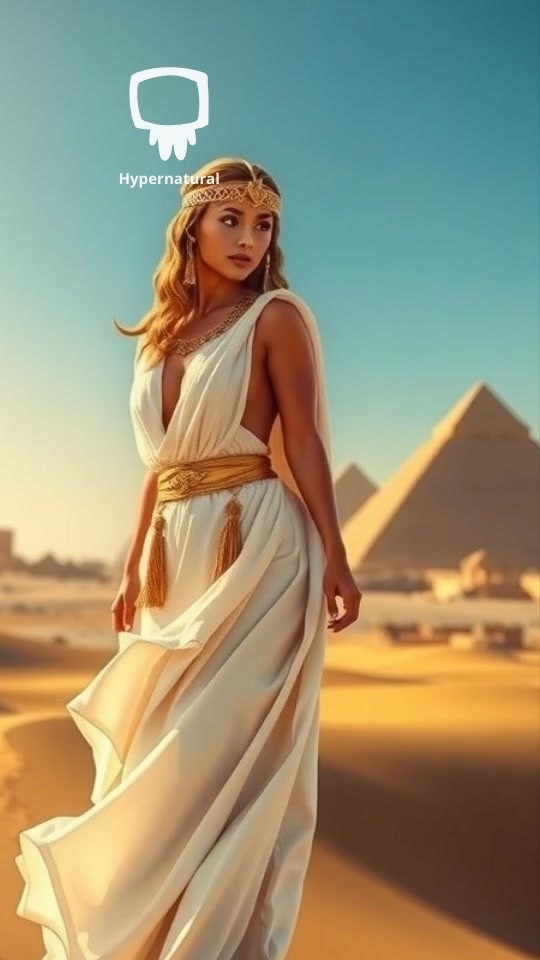 Cléopâtre's Joyful Ride Near the Pyramids