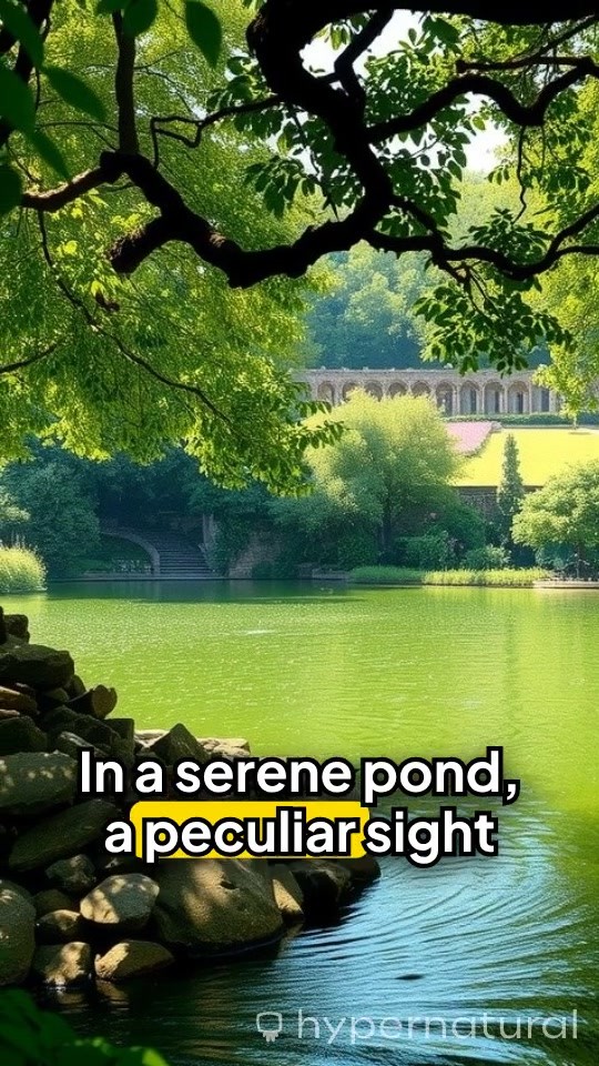 Red Duck Washing and Singing in the Pond