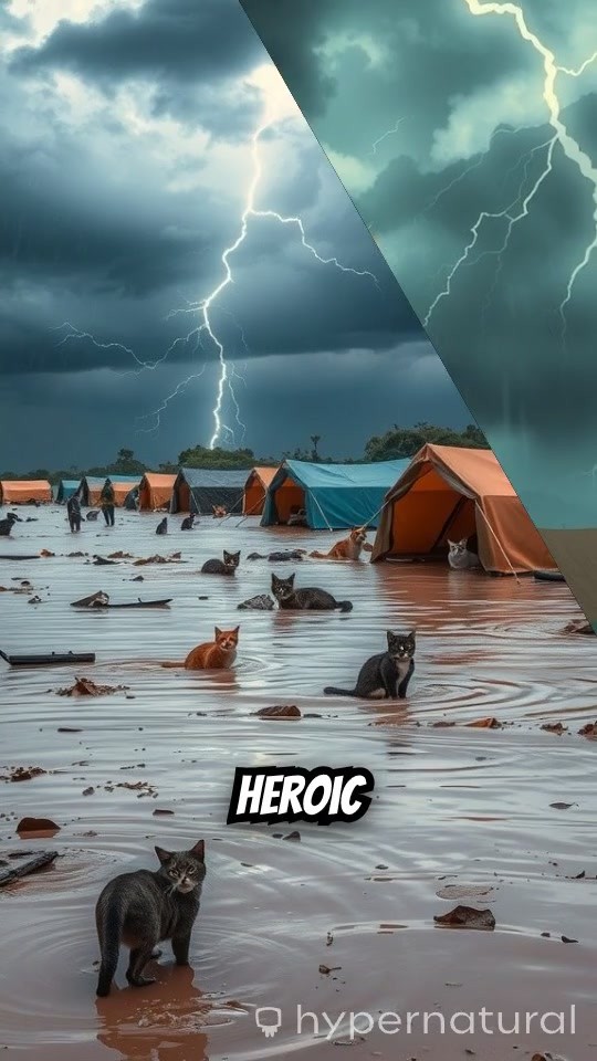 Heroic Cat Brings Hope to Flood Victims