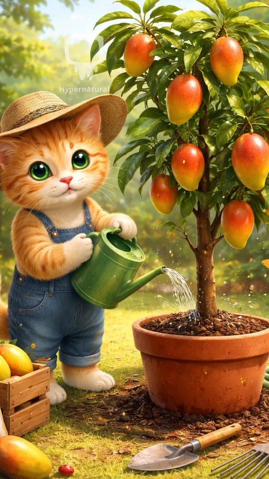 The Cat and Its Beautiful Plant