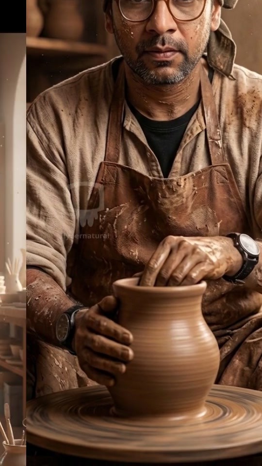 Potter's Journey: Crafting Clay Pots for the Village Market