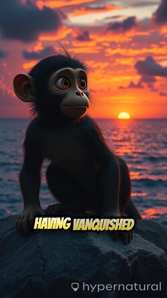 Divine Droplet: Hanuman's Epic Gaze over the Ocean