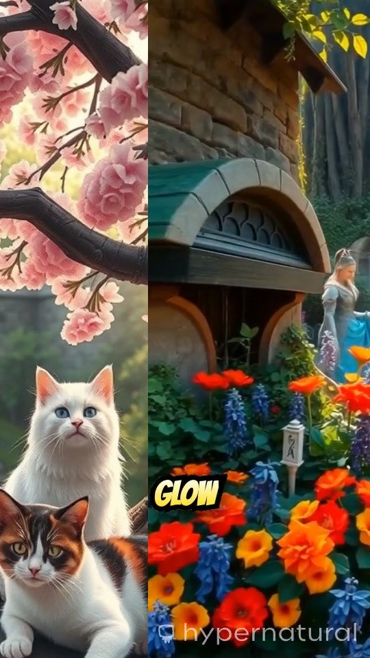 Cute Cats Under Cherry Blossoms