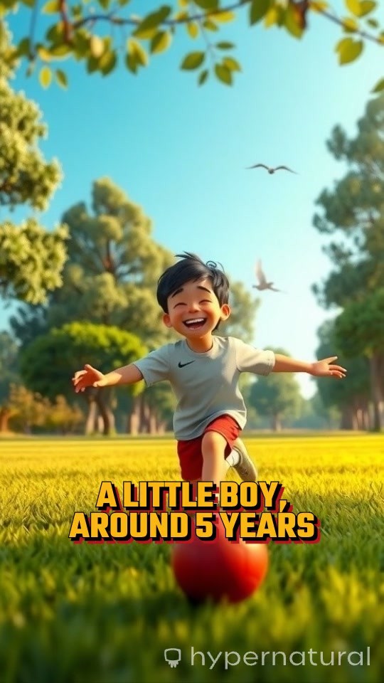 A Playful Game: A Boy and His Duck on the Green Field
