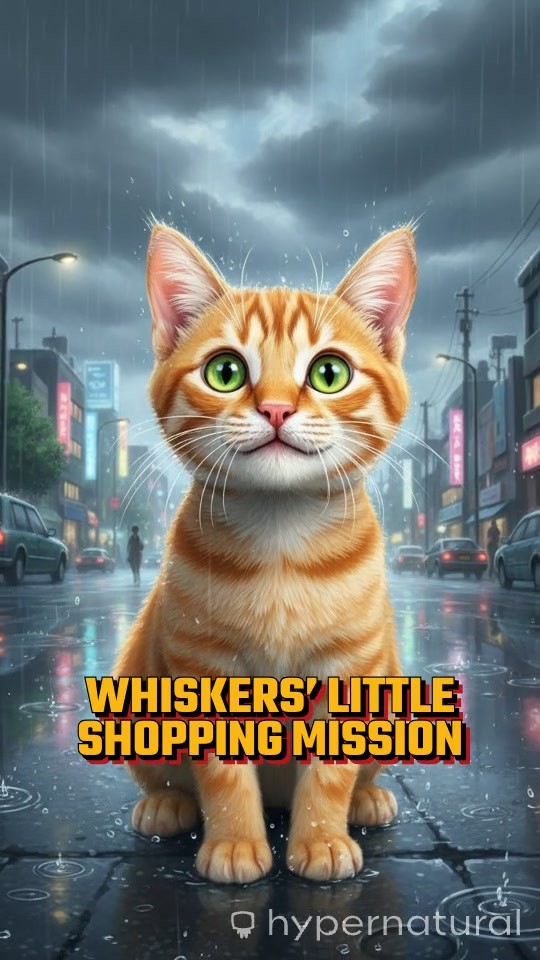 Whiskers' Rainy Shopping Adventure