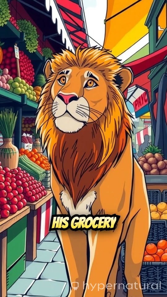 A Lion Shopping for Groceries