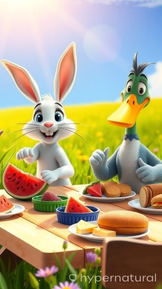 When a Rabbit and Duck Have a Mukbang: A Peaceful Feast!