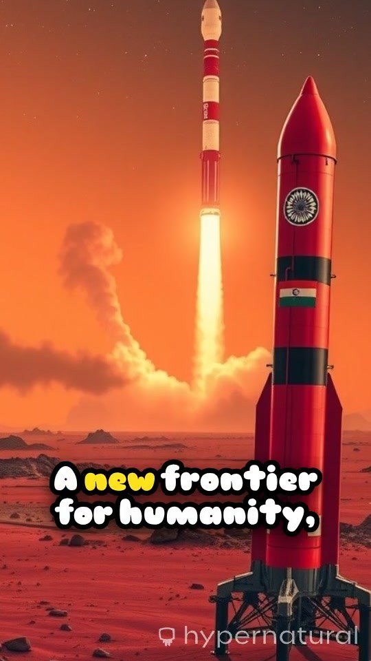 Cinematic Rocket Launch from Mars: ISRO's Indian Flag in Action