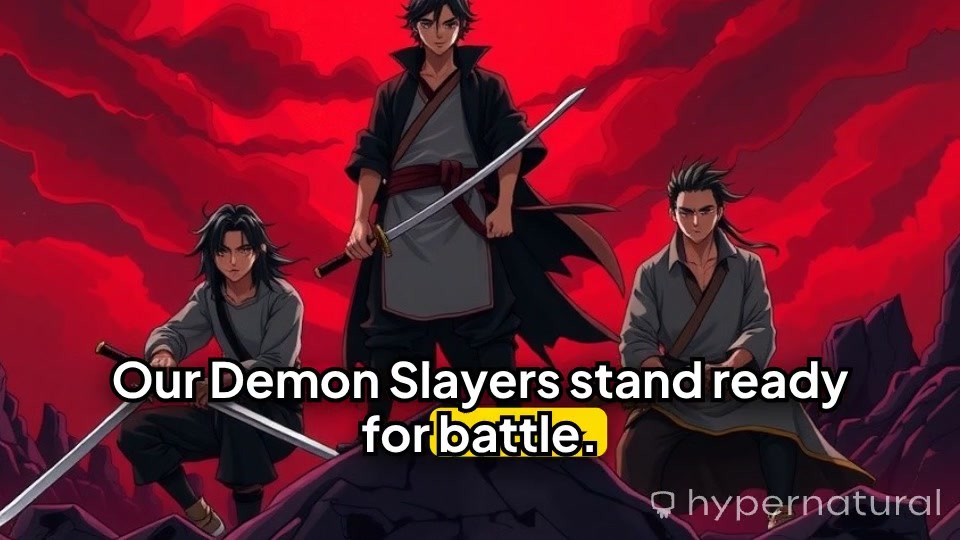 Rengoku, Tanjiro, Giyu, and Inosuke vs Upper Rank Demon