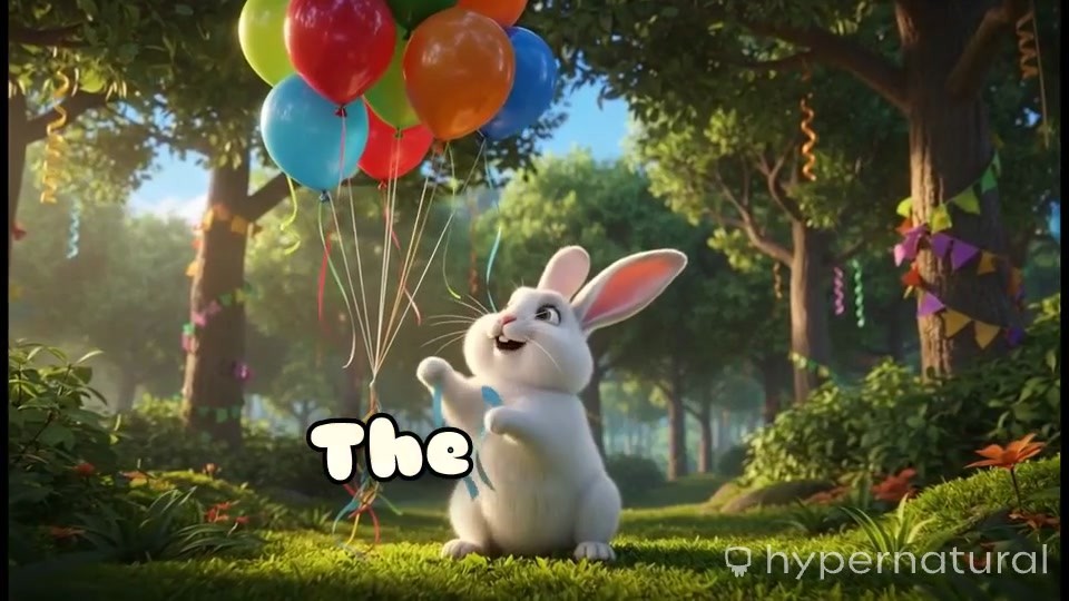 Cute White Bunny's Birthday Celebration in the Forest