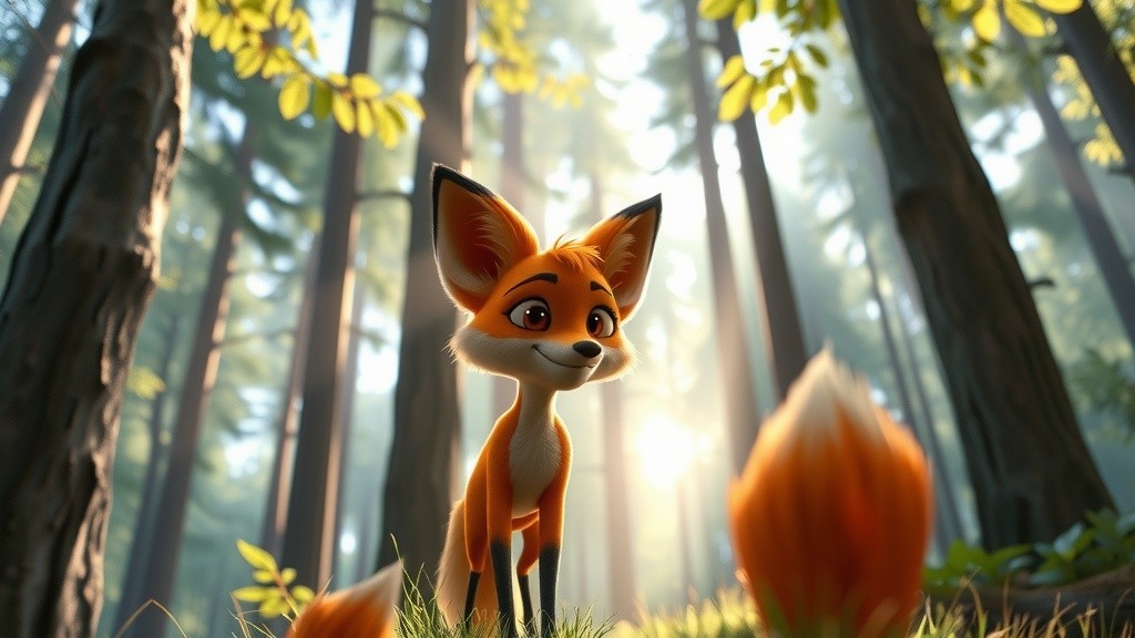 Fox in a Sunlit Forest