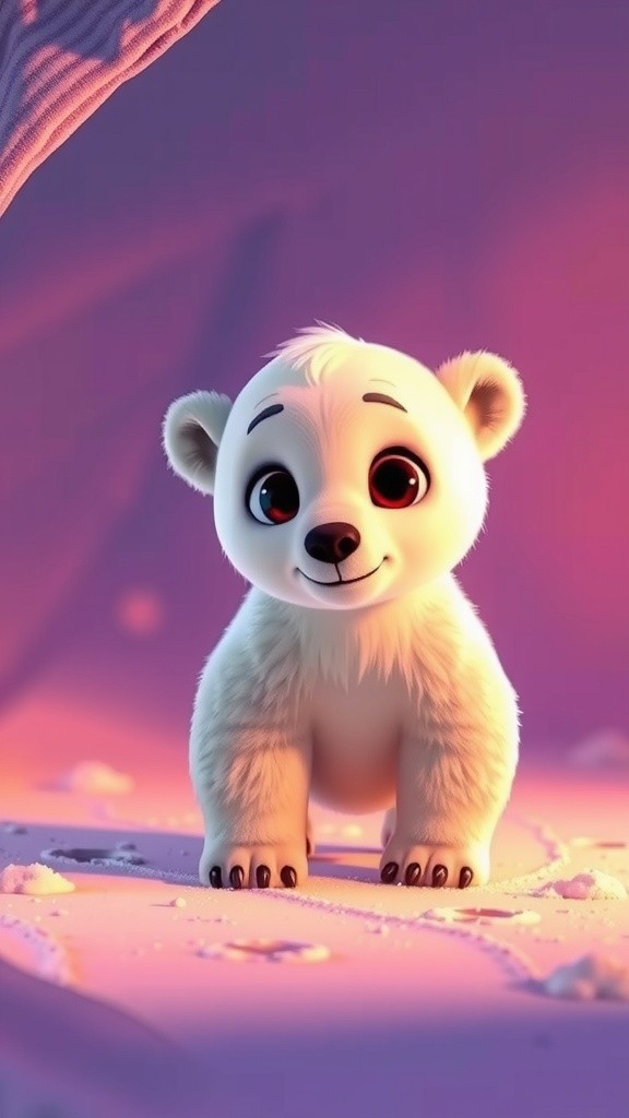 Curious Cub's First Steps in the Snow