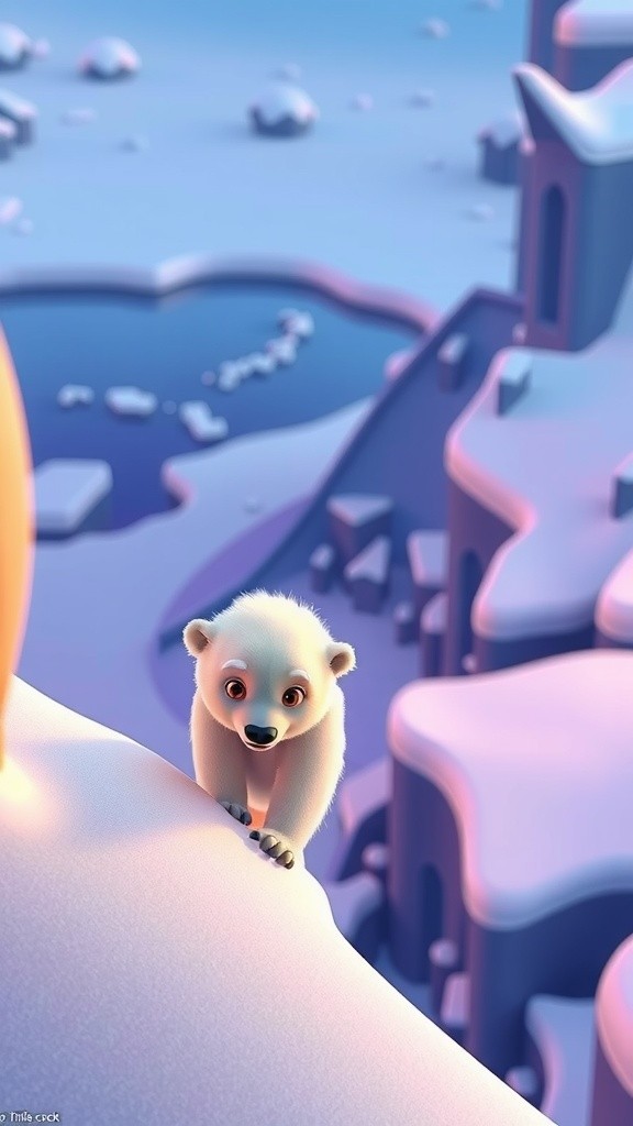 First Swim: A Polar Bear's Courageous Leap