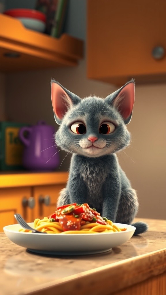 Whiskers and His Spaghetti Adventure!