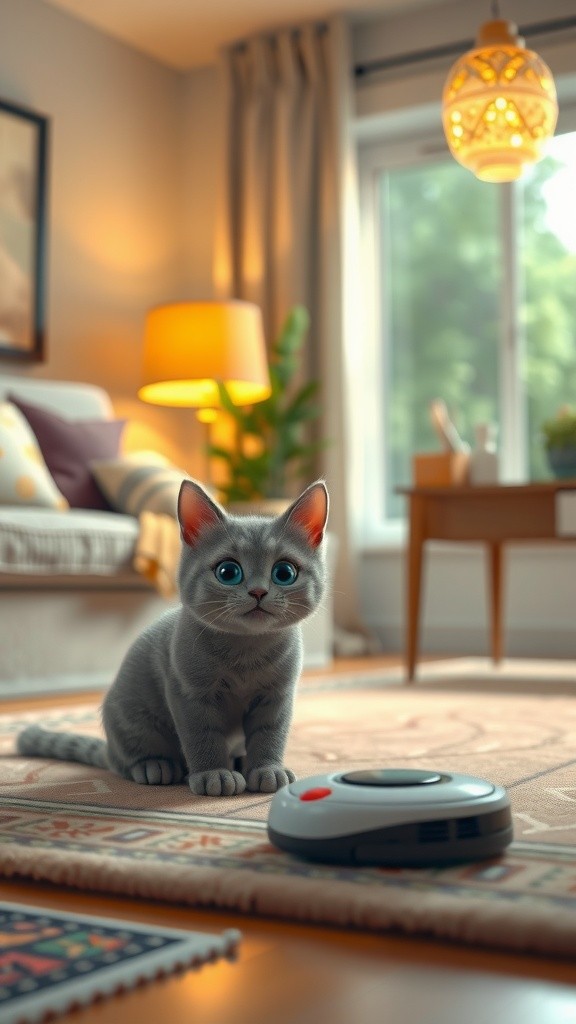 Kiki vs. The Robot Vacuum: A Feline Showdown!