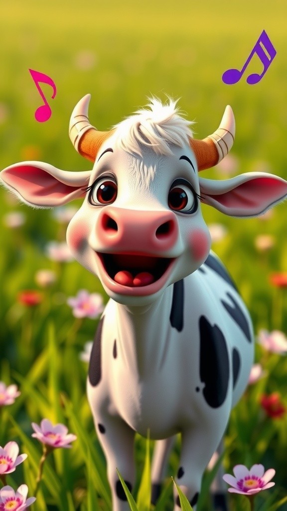 Singing Cow in the Meadow