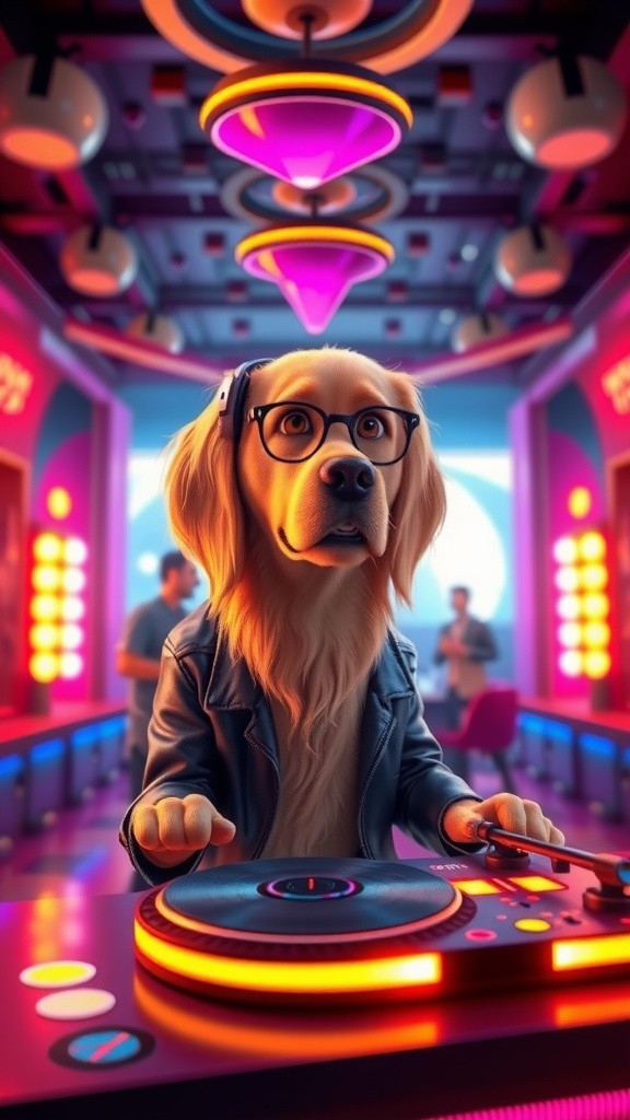Neon Beats: The Golden Retriever DJ