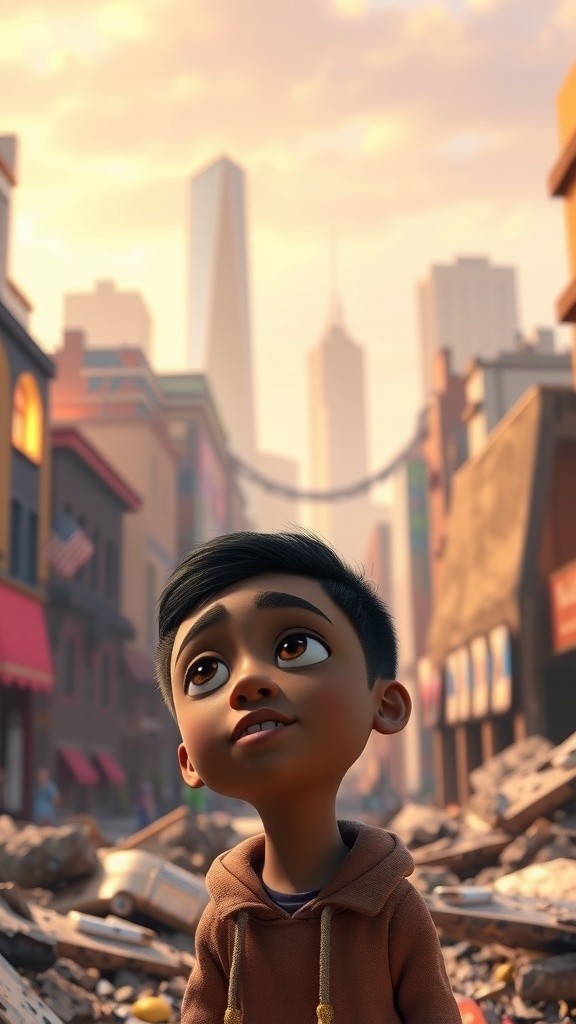 Chaos in a Destroyed City: A Child's View of the Monster Attack