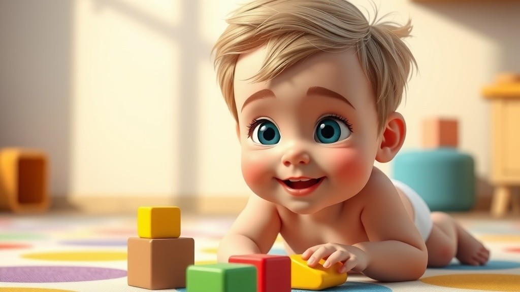 Adorable Cartoon Baby's Funny Antics