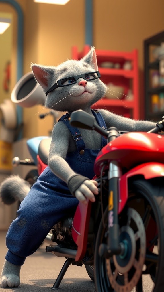 The Mechanic Cat: Motorbike Service in Action