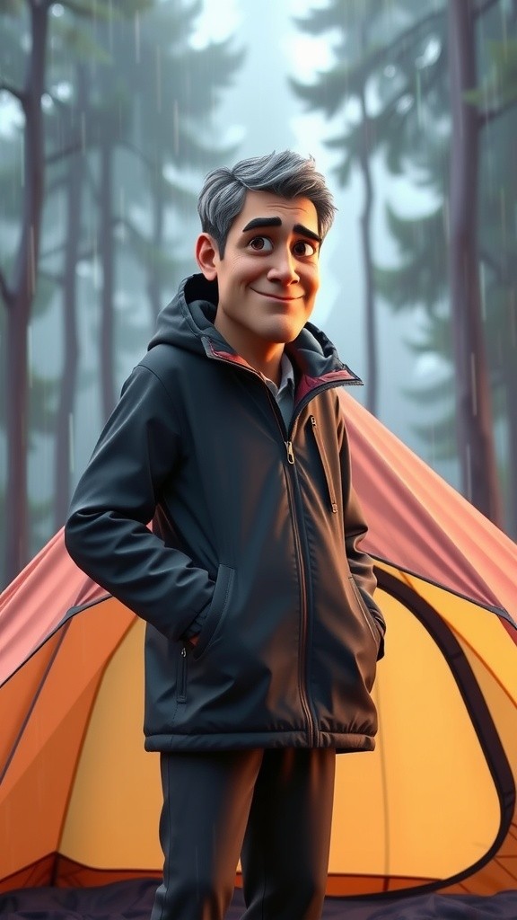 Setting Up a Cozy Tent in the Rain