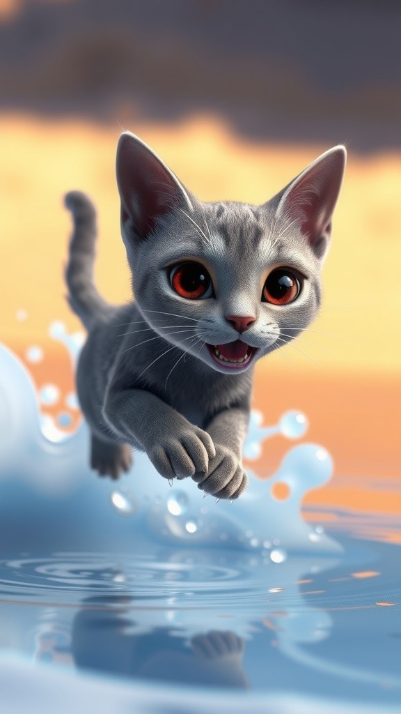 The Adventurous Cat: Jumping from Sea to Water