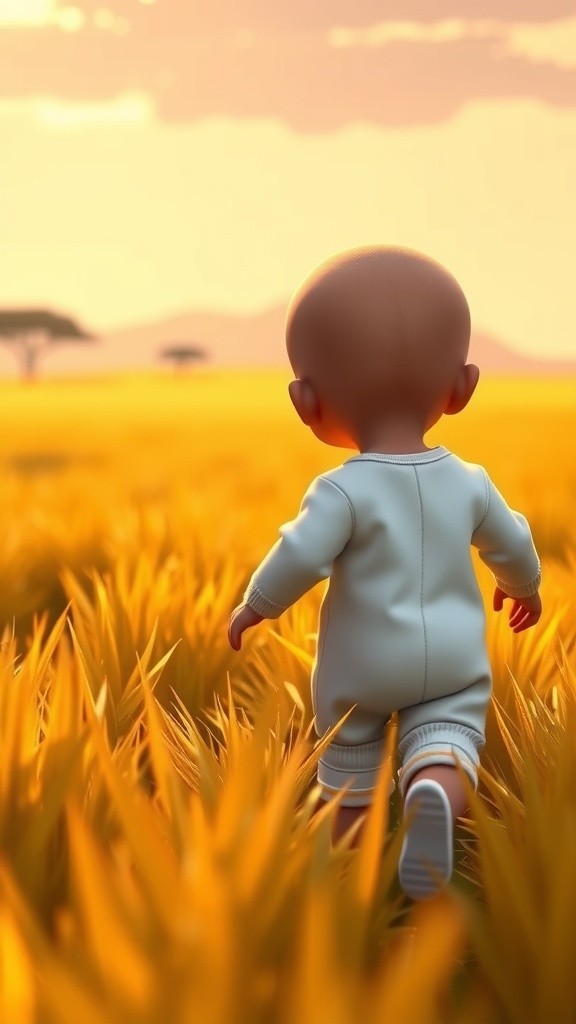 Unexpected Friendship: Baby and Lion in the Savannah