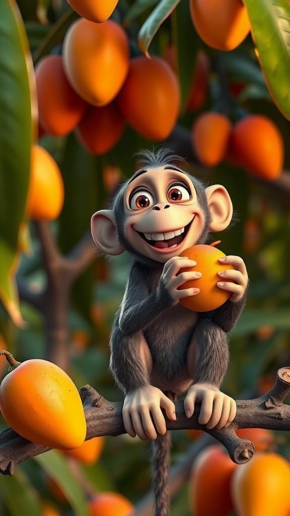 Mangu the Clever Monkey Saves the Mango Orchard