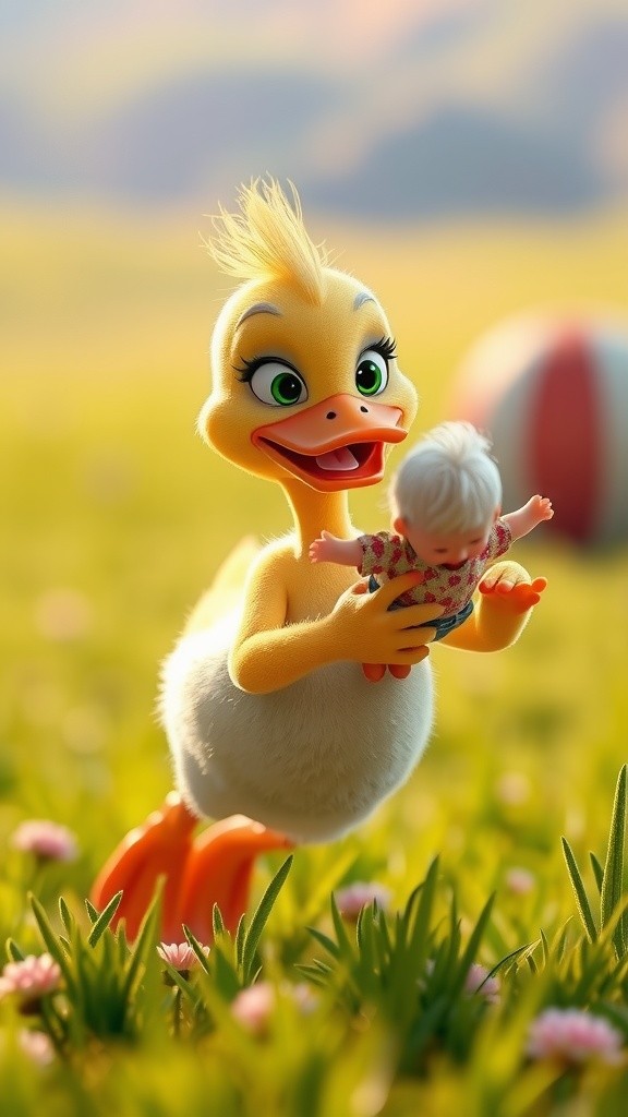 Duck's Adventure: Escaping a Cat and Finding Mom