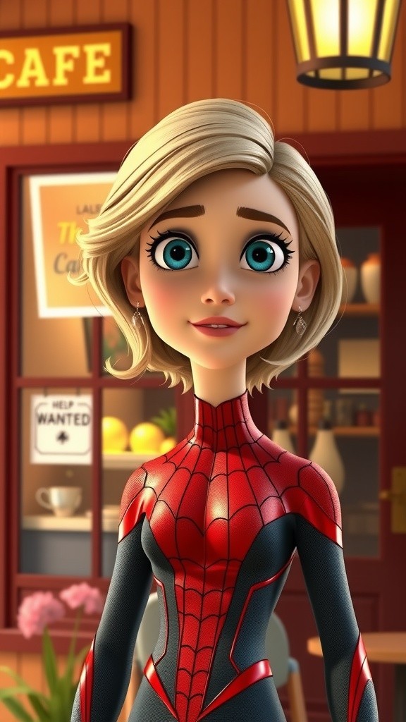 Spider-Woman's Fast Delivery at the Café