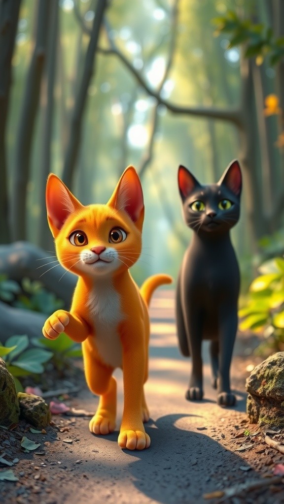 Kucing Penuh Aksi di Hutan