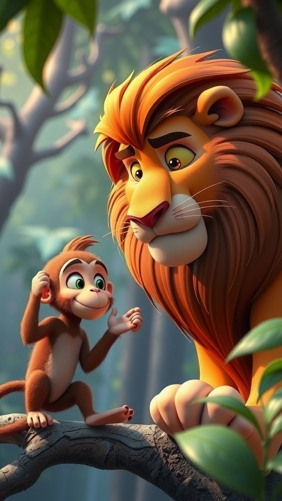 The Cunning Monkey's Trick on the Lion