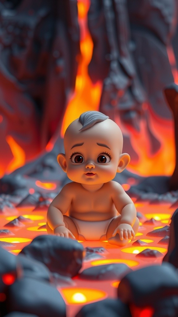 Baby Boy Eats Lava with Spoon