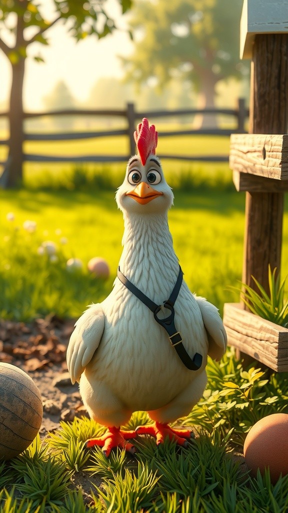 A Hen Riding in a Car