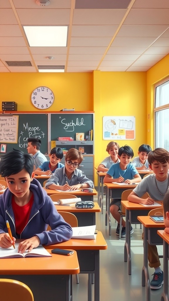 High School History Class with a Short Teacher in Shalwar Kameez